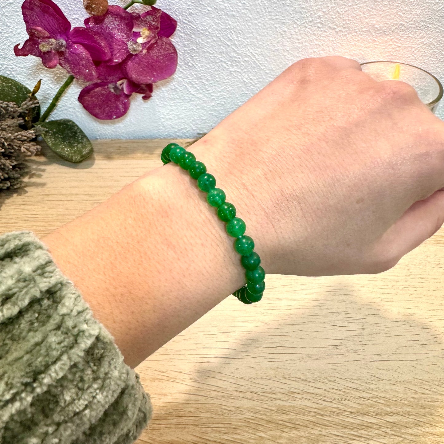 Pulsera Cuarzo Verde- Salud, Armonía,Prosperidad