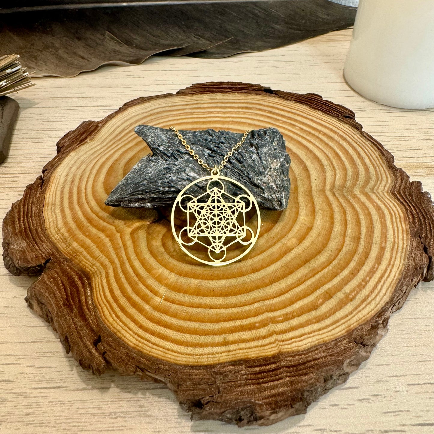 Colgante Cubo de Metatrón – Protección Divina, Geometría de Ascensión