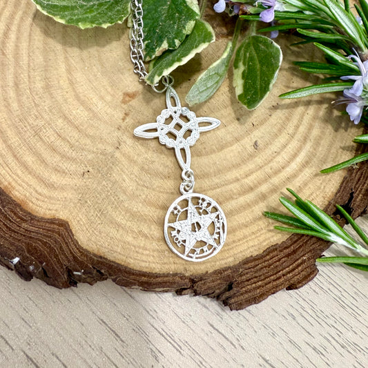 Doble Protección Nudo de Bruja+Tetragramatón 5cm Plata 925